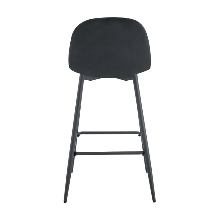 TABOURET DE BAR SCANDINAVE PIED METAL NOIR VELOURS NOIR - image 2