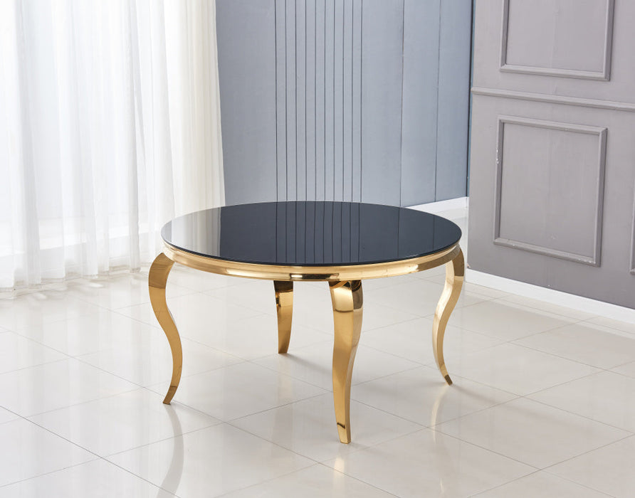 Table à manger ronde BAROQUE gold  130x75 cm noir