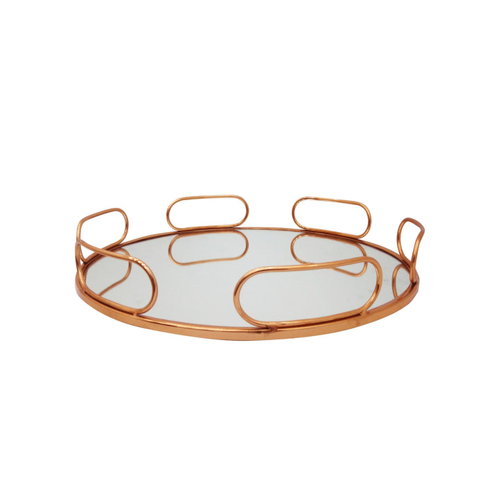 LOT DE 4 + 2 OFFERT PLATEAUX OR ROSE MIROIR 38 cm DE DIAMETRE