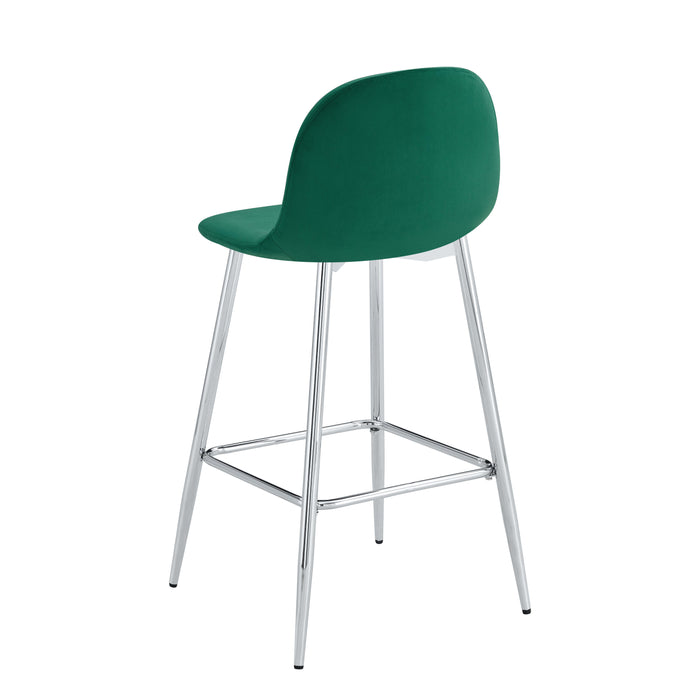 TABOURET DE BAR SCANDINAVE PIED CHROME VELOURS VERT SAPIN - image 3