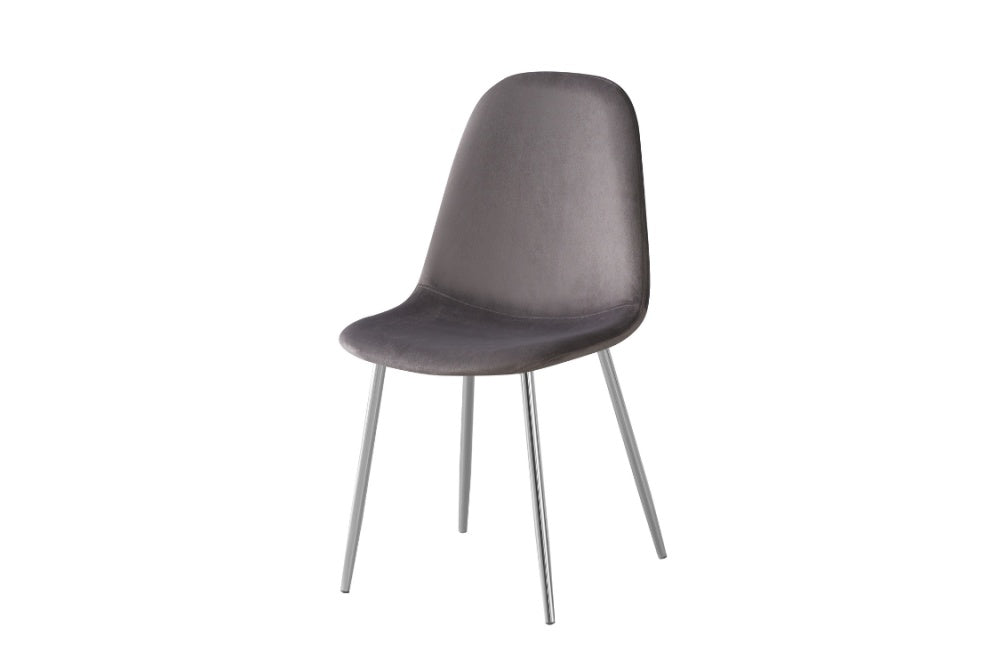 Chaise  SCANDINAVE en velours pieds chrome gris