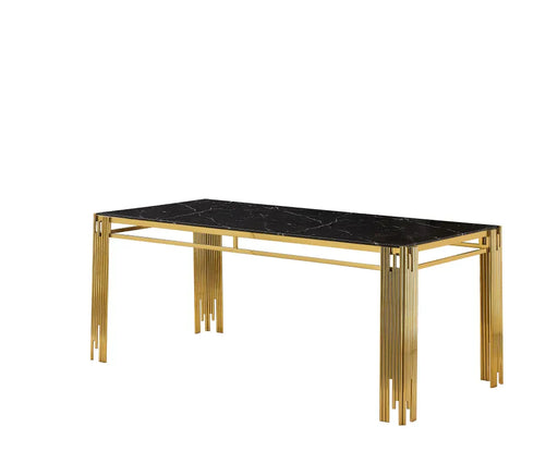 Table à manger FLUTE Gold Plateau en verre 150 CM marbré noir