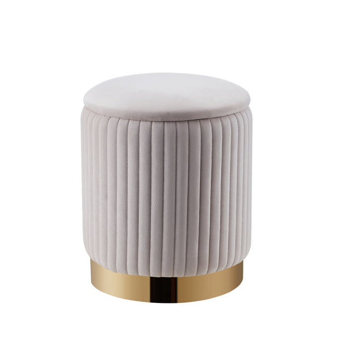 Tabouret COFFRE en velours beige