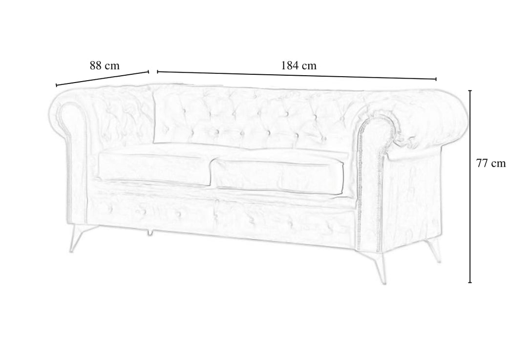 CANAPE CLOUTE TIFFANY 2 PLACES VELOURS MOKA 184x88cm - image 2