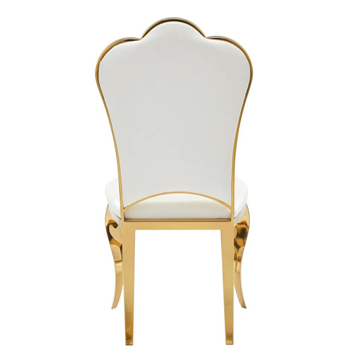 Chaise Prestige gold simili cuir   SAKURA blanc