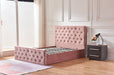 Lit coffre 2 places 140X190 cm VICTORIA Velours rose