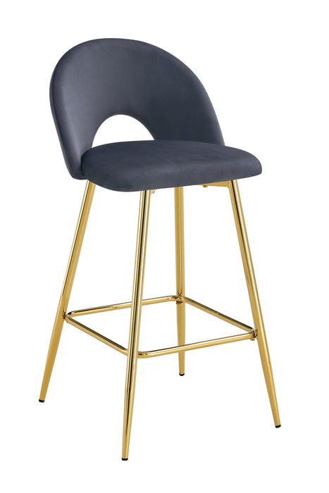 TABOURET DE BAR TEDDY PIED GOLD VELOURS ANTHRACITE - image 1