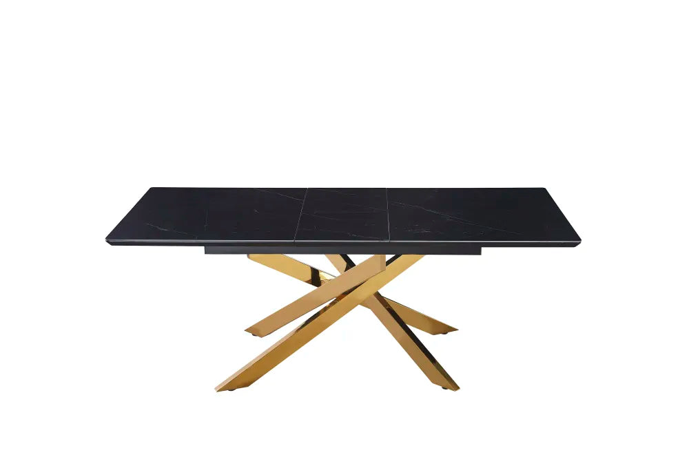 Table extensible AGATHE Gold plateau Céramique marbré noir