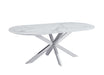 TABLE REPAS MANON PIED CHROME PLATEAU CERAMIQUE MARBRE BLANC 200x100cm - image 2