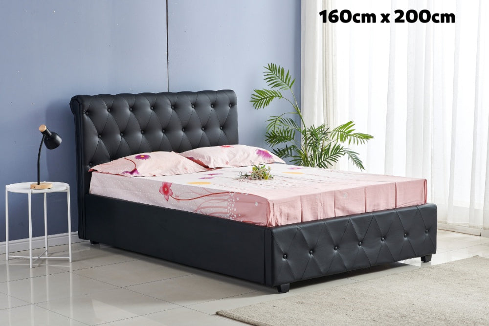 Lit 2 places 160x200 cm COCTO simili cuir sommier inclus noir