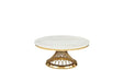 Table basse Deluxe Gold plateau en verre marbré d100 cm marbré blanc