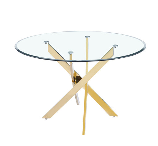 Table a manger ronde JESSICA XXL Gold 120 cm 4 couverts transparent