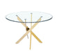 Table a manger ronde JESSICA XXL Gold 120 cm 4 couverts transparent