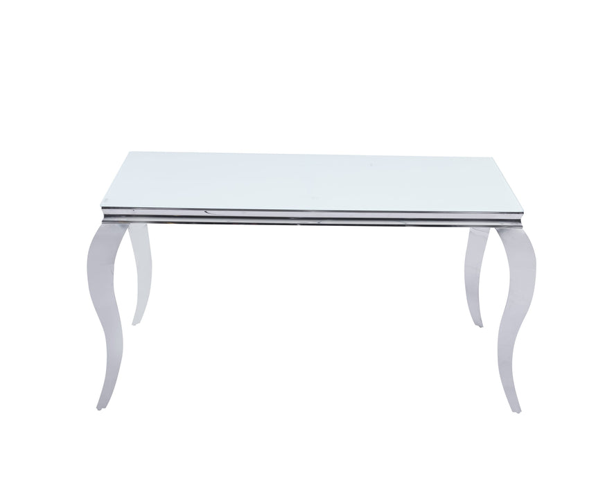 TABLE REPAS BAROQUE CHROME BLANC ULTRA 150x90x75 cm - image 1