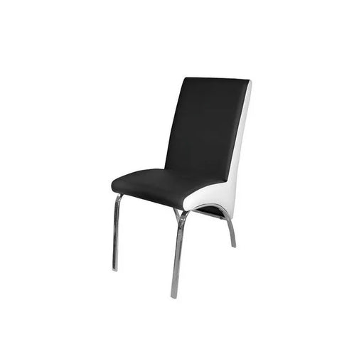 Chaise Fate chrome et simili cuir noir et blanc