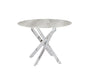 Table a manger ronde JESSICA chrome 100 cm 4 couverts marbré gris