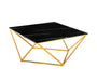 Table Basse ALINA Gold plateau en verre trempé 80x80x45 cm marbré noir