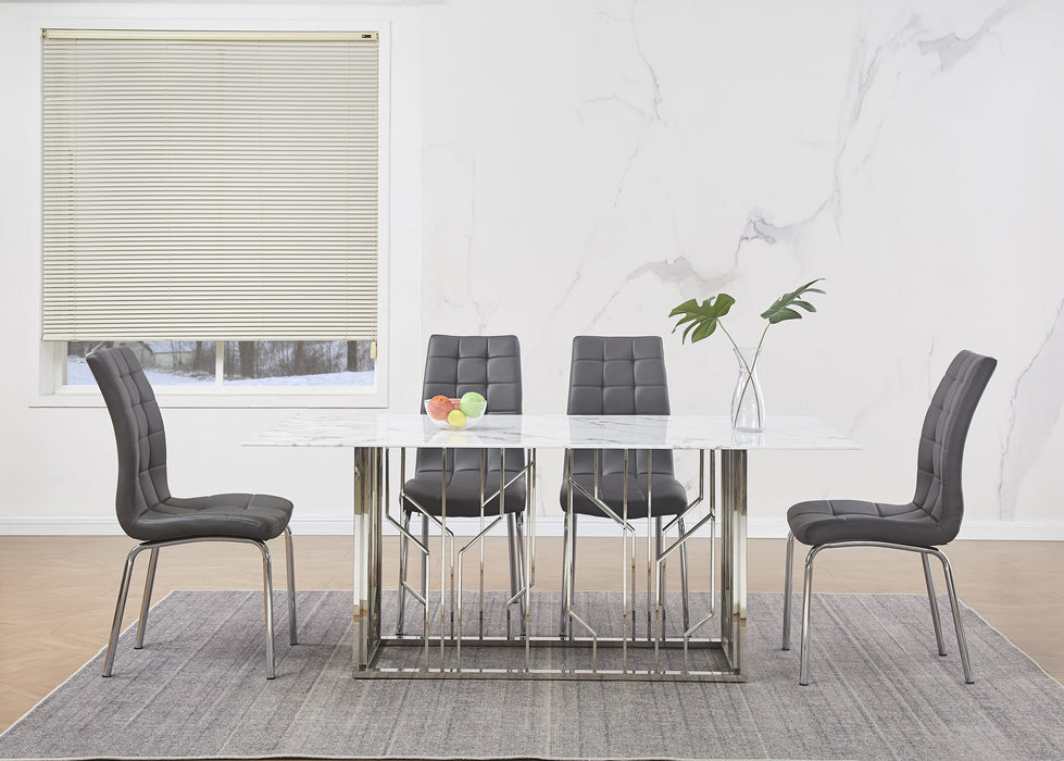 TABLE REPAS PORTOFINO CHROME MARBRE BLANC 180 x 90 CM - image 2