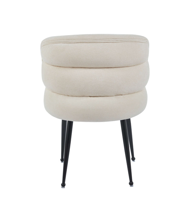 CHAISE SACHA PIEDS METAL NOIR ASSISE ECRU TISSU EFFET LIN - image 3