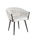 CHAISE AVEC ACCOUDOIR TRESSEE PIED METAL NOIR VELOURS ECRU - image 2