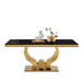 Table à manger TROFY 6 à 8 personnes gold verre 180x90 cm - image 1