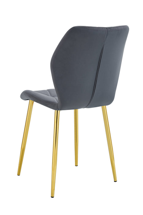 CHAISE COQUILLAGE VELOURS ANTHRACITE PIED GOLD - image 2