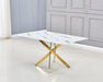 Table Repas JESSICA Gold et plateau en verre 150 cm 4 à 6 couverts - image 3