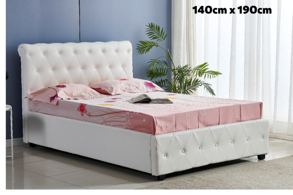 Lit 2 places 140x190 cm COCTO simili cuir sommier inclus blanc