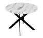 Table a manger ronde JESSICA XXL Métal noir 120 cm 4 couverts marbré blanc