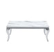 Table basse BAROQUE Chrome  120x60x45 cm marbré blanc