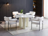 TABLE REPAS ANAÏS PIEDS BEIGE PLATEAU CERAMIQUE MARBRE BLANC 120CM - image 4