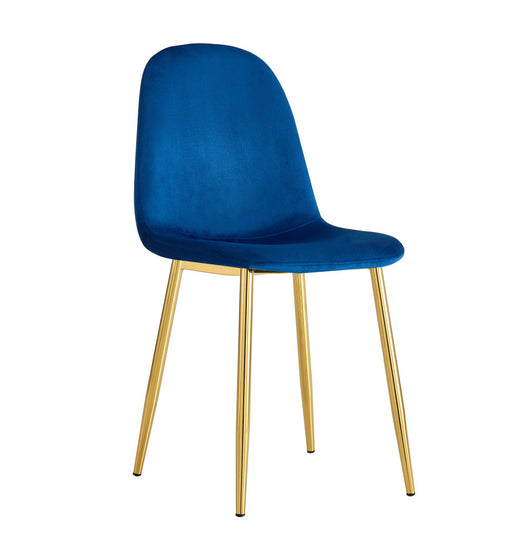 Chaise  SCANDINAVE en velours pieds Gold bleu