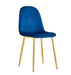 Chaise  SCANDINAVE en velours pieds Gold bleu