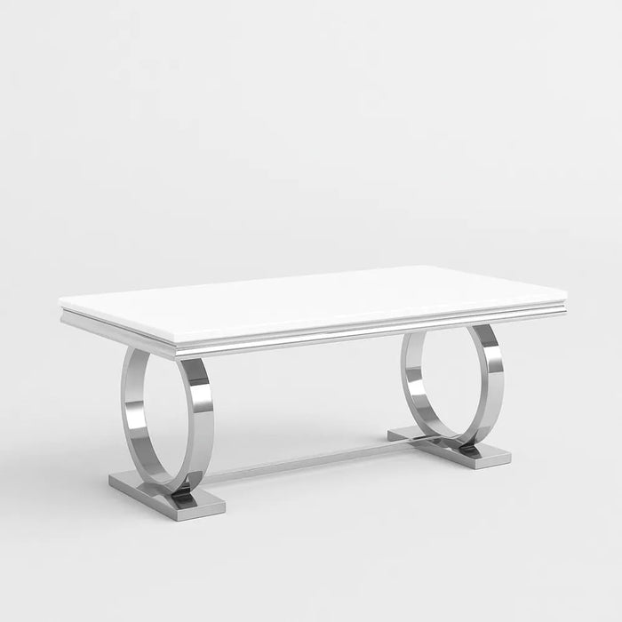 TABLE REPAS OMEGA CHROME BLANC DE BLANC 180X90CM - image 1