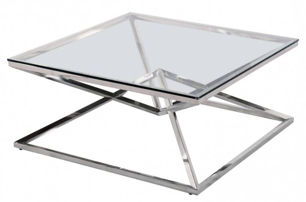 Table basse carrée PYRAMIDE 100x100 cm chrome