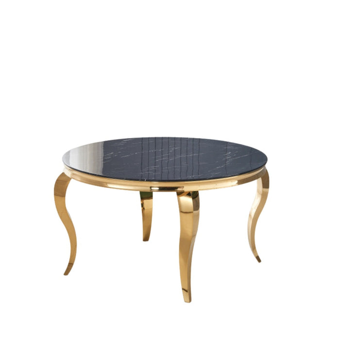 Table à manger ronde BAROQUE gold  130x75 cm marbré noir