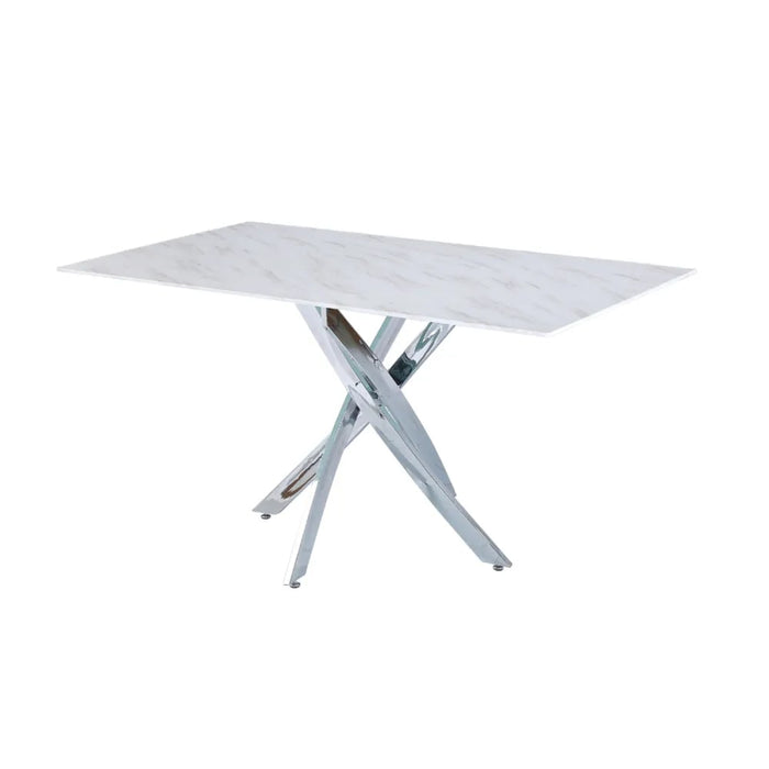 Table Repas JESSICA XXL Chrome et plateau en verre 180 cm 6 à 8 couverts - image 2
