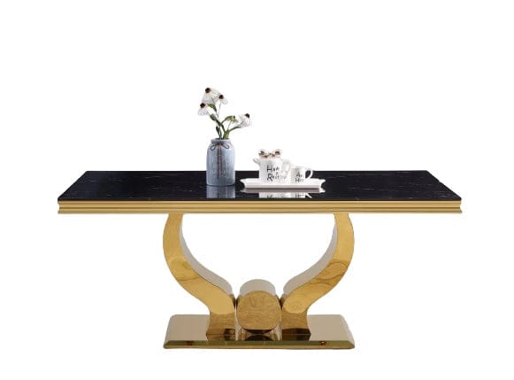 Table à manger TROFY 4 à 6 personnes Gold verre 150x90 cm - image 1