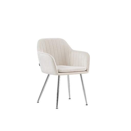 Chaise Chic KANVAS en velours pieds Chromés beige