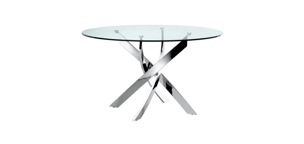 Table a manger ronde JESSICA chrome XXL 120 cm 4 couverts - image 1