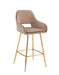 TABOURET DE BAR ATHENA PIED GOLD VELOURS TAUPE - image 1