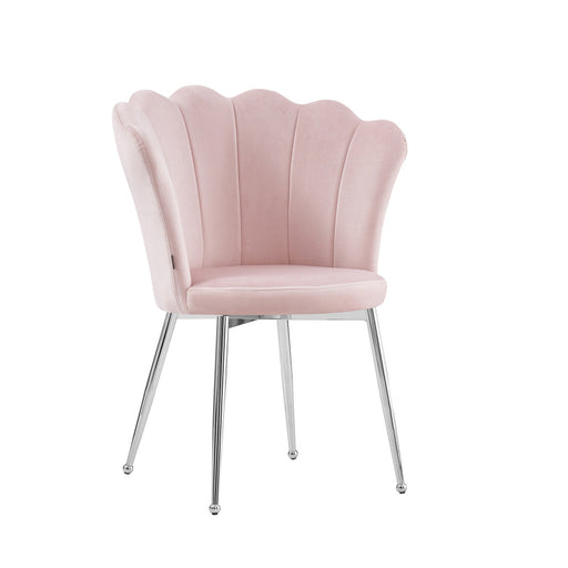 Chaise NYMPHEA pieds Chrome assise Velours rose