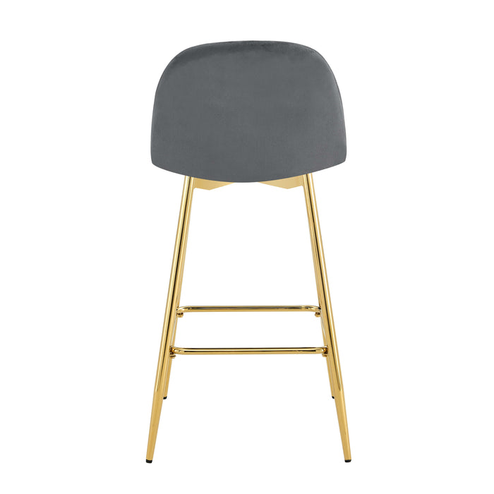 TABOURET DE BAR SCANDINAVE PIED GOLD VELOURS ANTHRACITE - image 2