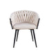 CHAISE AVEC ACCOUDOIR TRESSEE PIED METAL NOIR VELOURS BEIGE - image 2