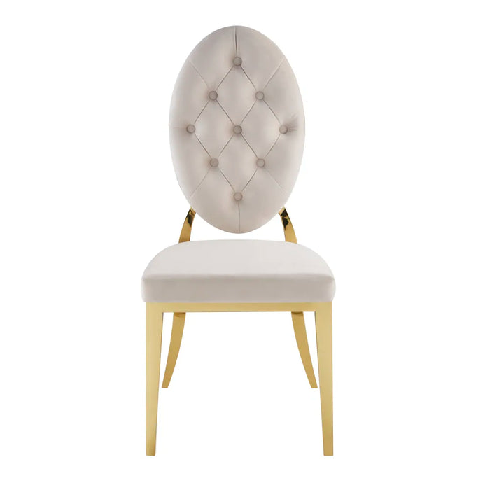 Chaise MEDAILLON capitonnées  Gold et velours beige