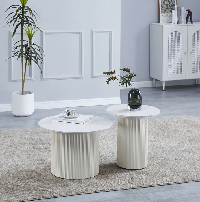 TABLE BASSE GIGOGNE POLPO PIED BEIGE PLATEAU CERAMIQUE MARBRE BLANC 70X70X38 + 50X50X45CM - image 4
