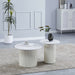 TABLE BASSE GIGOGNE POLPO PIED BEIGE PLATEAU CERAMIQUE MARBRE BLANC 70X70X38 + 50X50X45CM - image 4