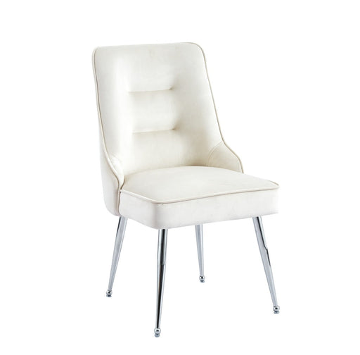 Chaise luxury ZIP en velours pieds chromés beige