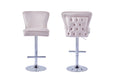 Tabouret de bar GABRIELLE Chrome en velours beige