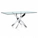 Table Repas JESSICA Chrome et plateau en verre 150 cm 4 à 6 couverts transparent